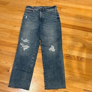Express Blue Distressed Women's Straight Jeans, Sz 10